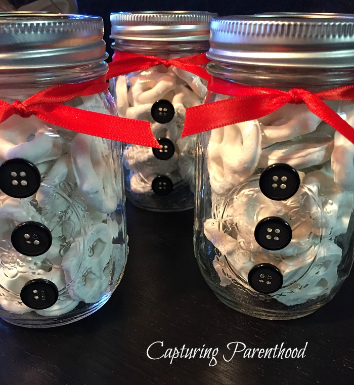 Yogurt Pretzel Snowmen Teacher Gifts © Capturing Parenthood