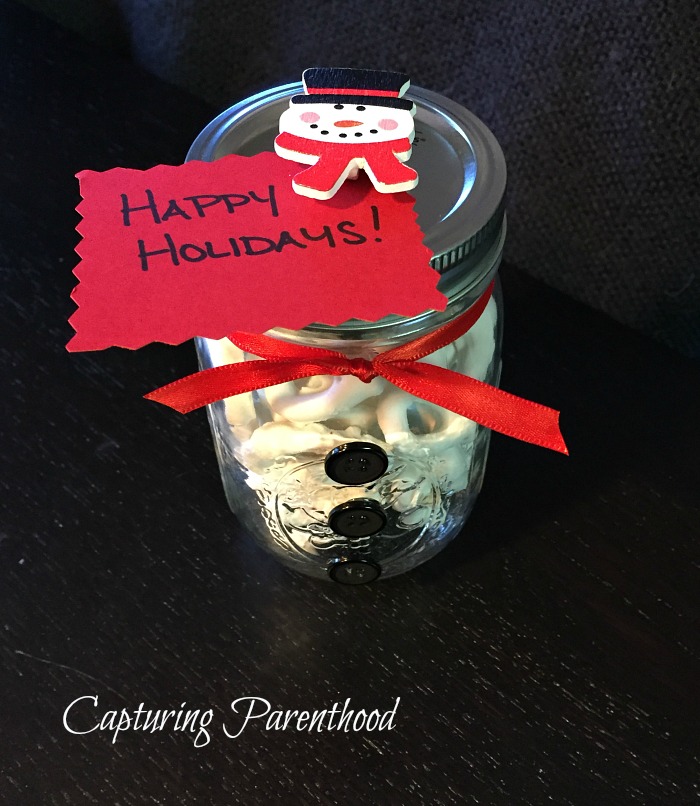 Yogurt Pretzel Snowmen Teacher Gifts © Capturing Parenthood