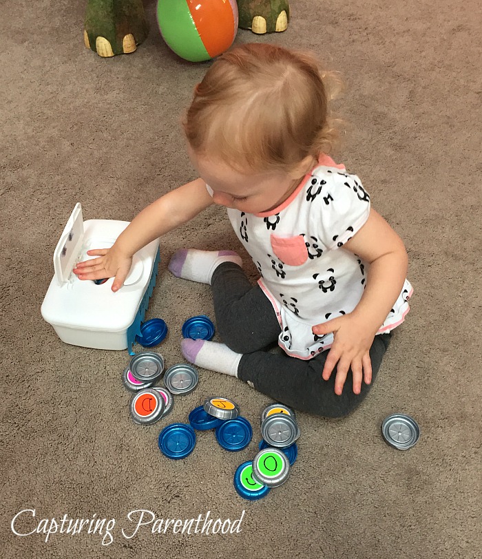 Old baby wipes container as a snack box for