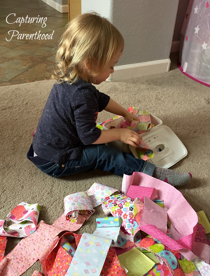 Baby Wipes Containers Make Great Toddler Toys - © Capturing Parenthood