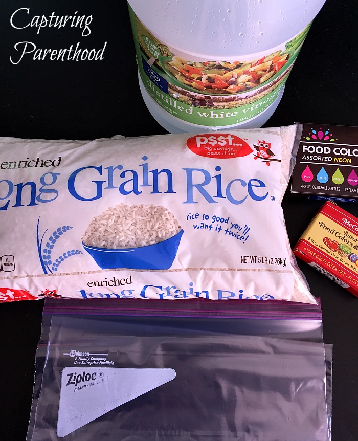 Rainbow Rice Sensory Bin © Capturing Parenthood