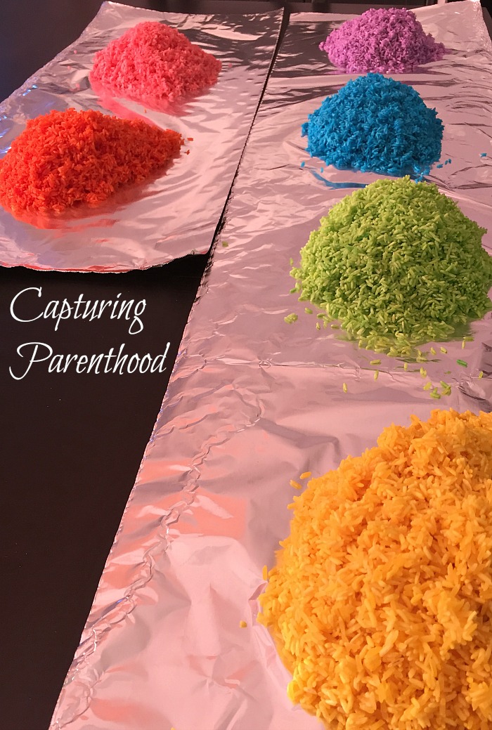 Rainbow Rice Sensory Bin © Capturing Parenthood