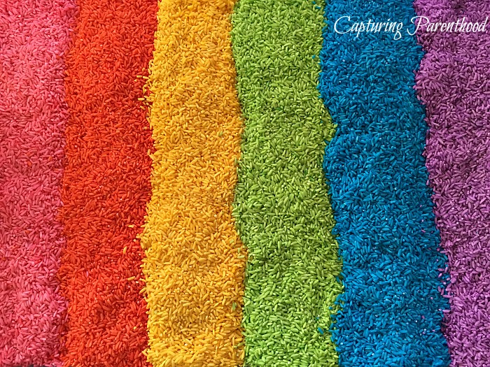 Rainbow Rice Sensory Bin © Capturing Parenthood