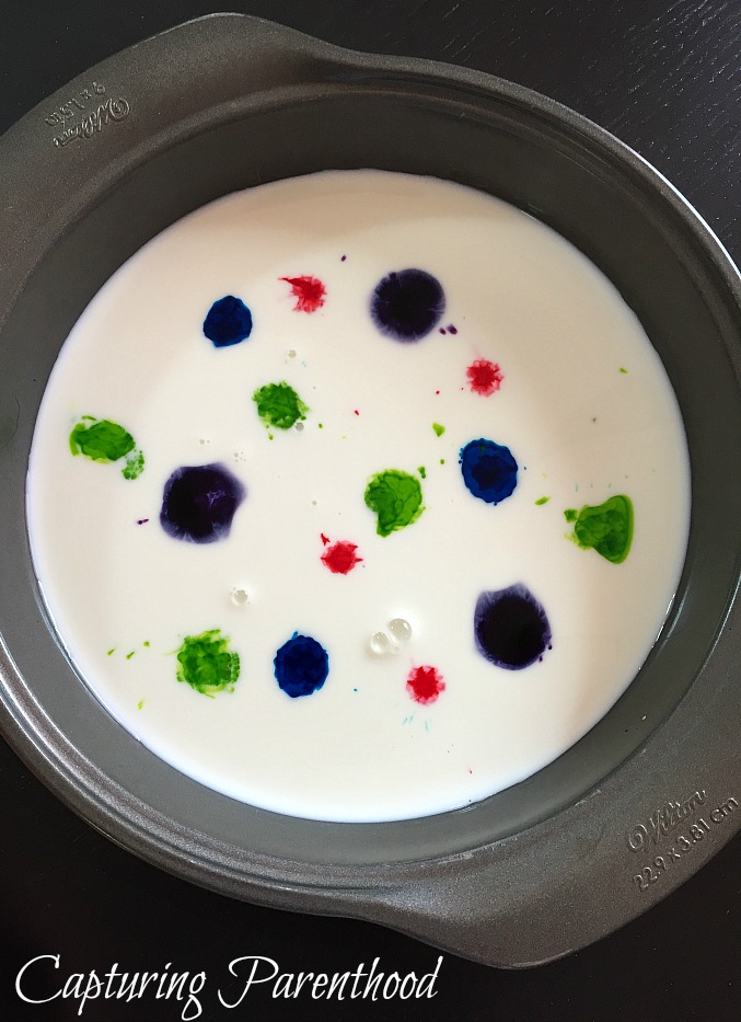 Milk, Dye & Dish Soap Experiment © Capturing Parenthood
