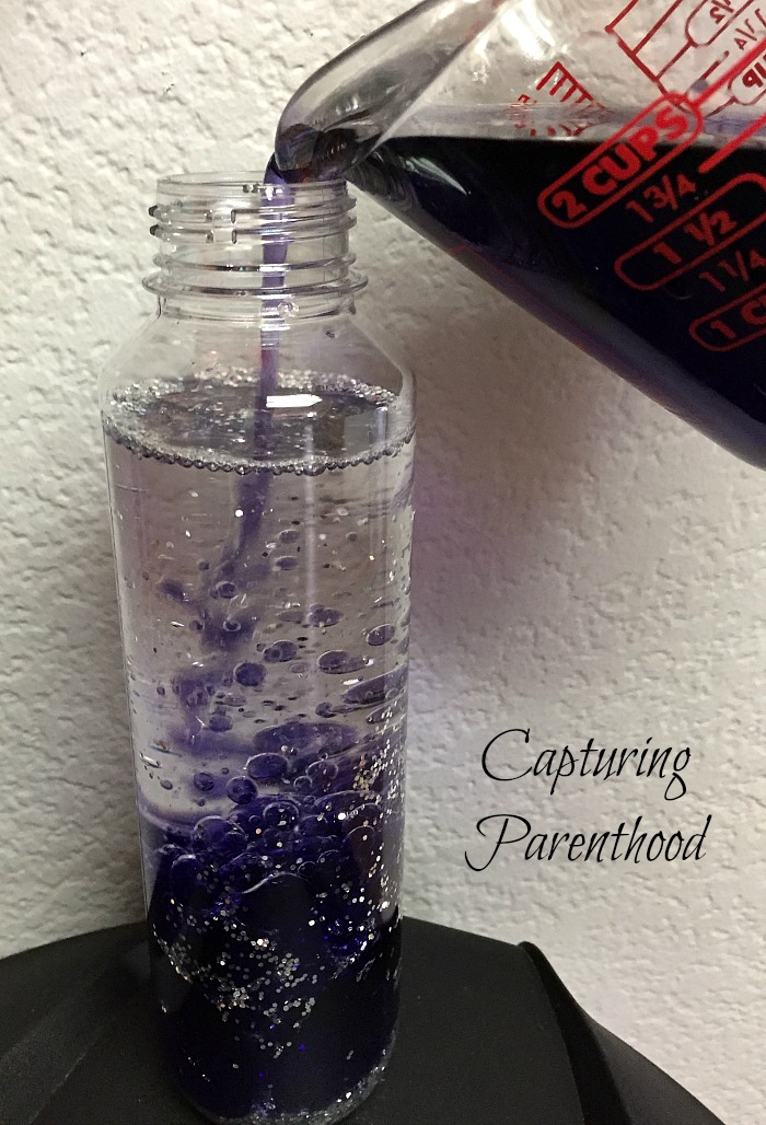 The perfect recipe for how to make a glitter sensory bottle!
