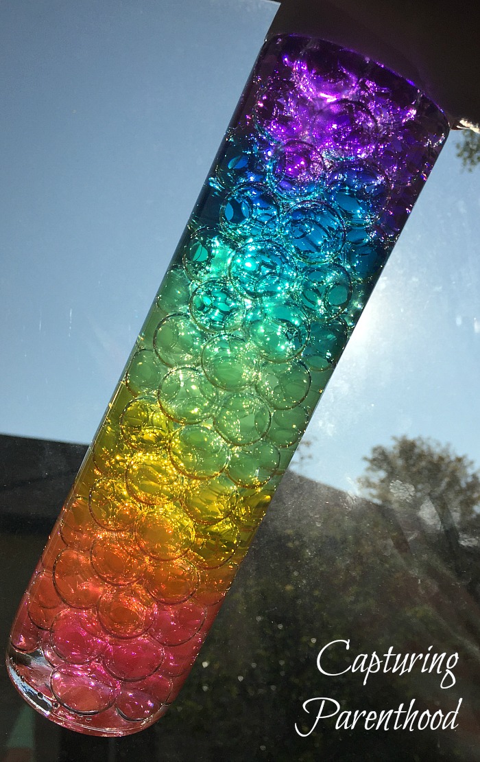 Rainbow Water Beads Sensory Bottle © Capturing Parenthood