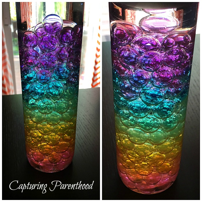 Rainbow Water Beads Sensory Bottle © Capturing Parenthood