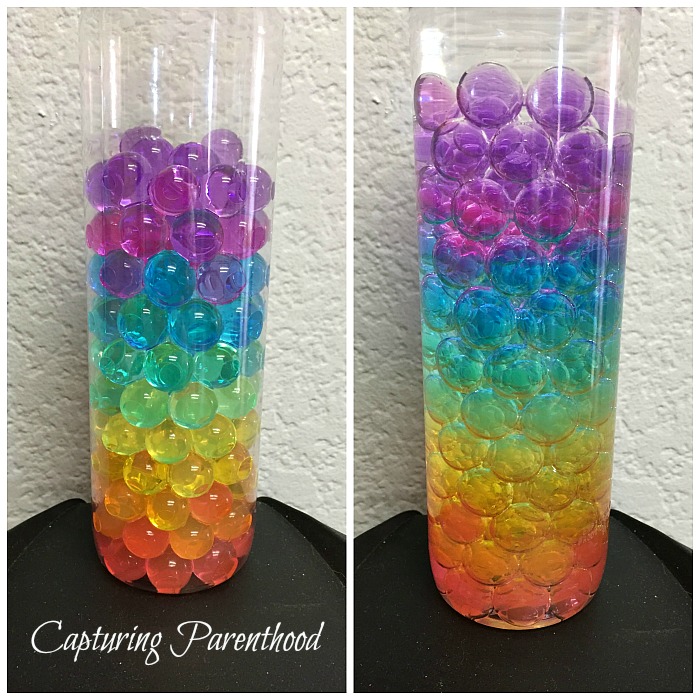 Rainbow Water Beads Sensory Bottle © Capturing Parenthood