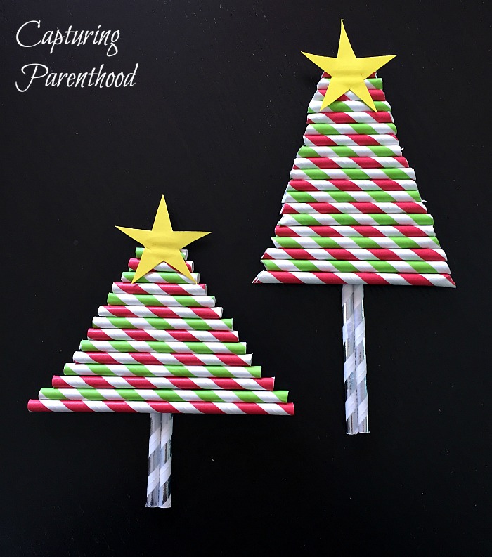 DIY Christmas Tree Cards - A Cute Paper Straw Christmas Craft