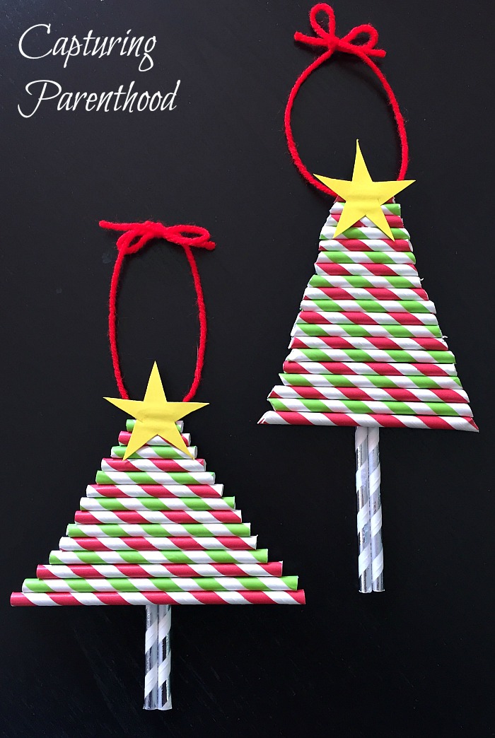 Kids Decorative Paper Straw Christmas Tree Ornaments