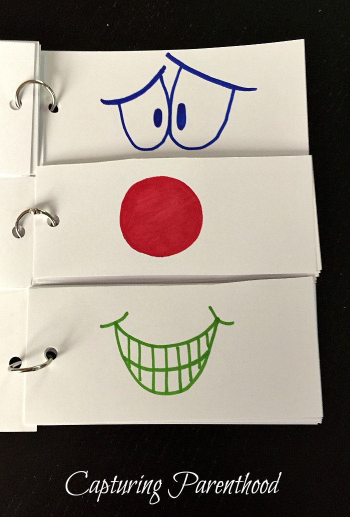 DIY funny face flip book - craft idea for kids