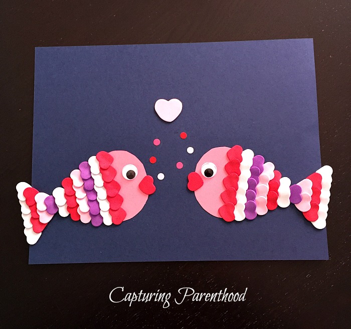 Valentine Lovebugs- construction paper hearts, googly eyes, craft sticks  and pipe cleaner.