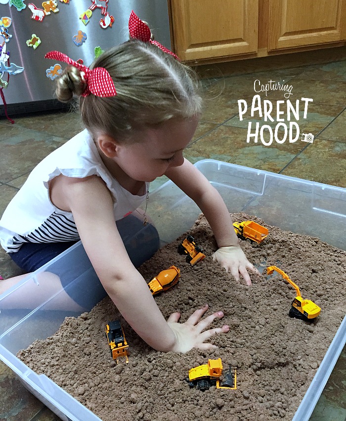 Let's Dig! Cloud Dough Construction Dirt © Capturing Parenthood