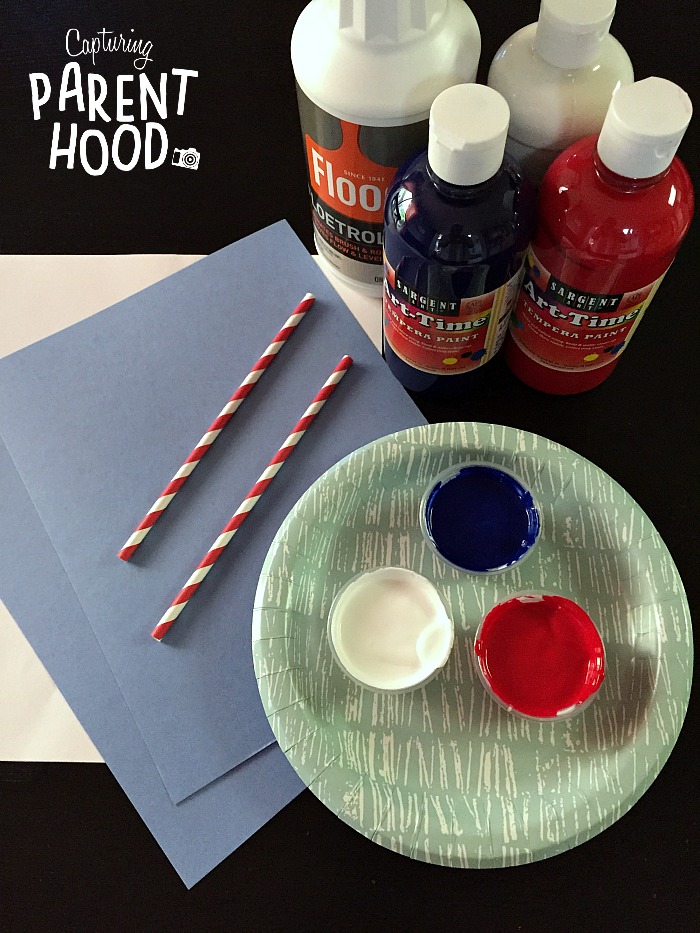 Fourth of July Blow Painting Process Art © Capturing Parenthood