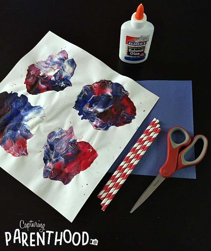 Fourth of July Blow Painting Process Art © Capturing Parenthood