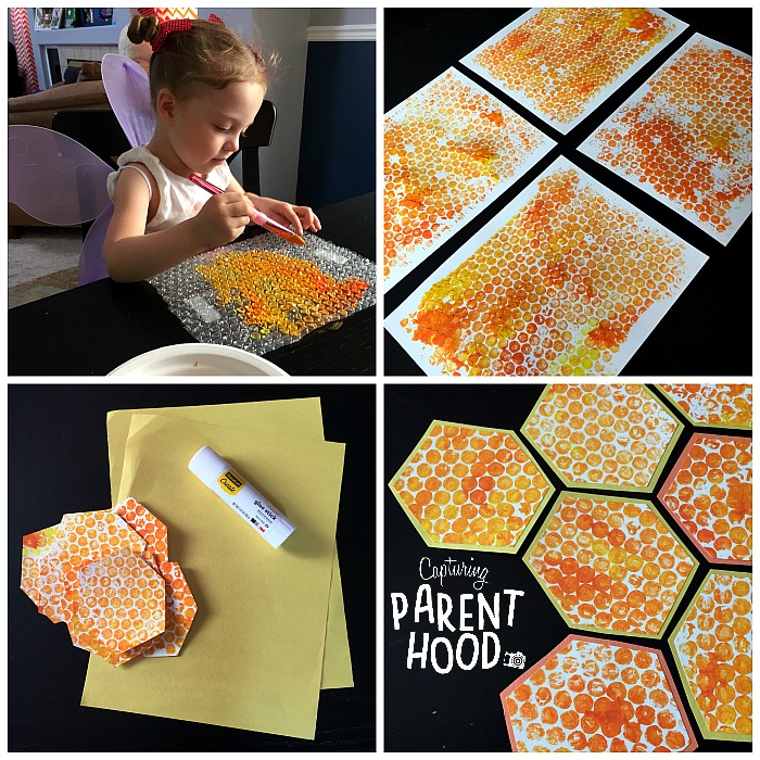 Bubble Wrap Beehive & Paper Bee Rings © Capturing Parenthood