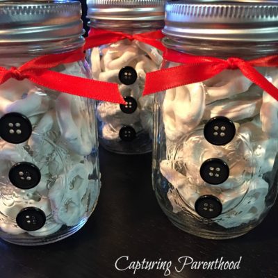 Yogurt Pretzel Snowman Jars Teacher Gifts © Capturing Parenthood