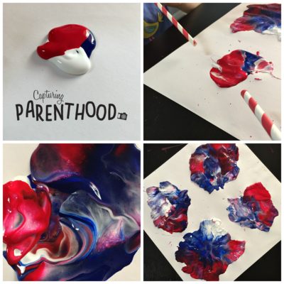 Fourth of July Blow Painting Process Art • Capturing Parenthood