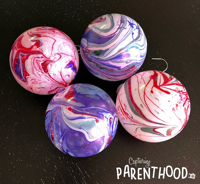Nail Polish Marbled Christmas Ornaments © Capturing Parenthood
