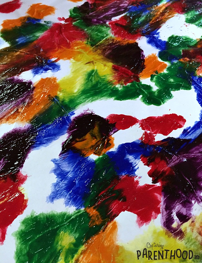 Plastic Wrap Painting - Process Art © Capturing Parenthood