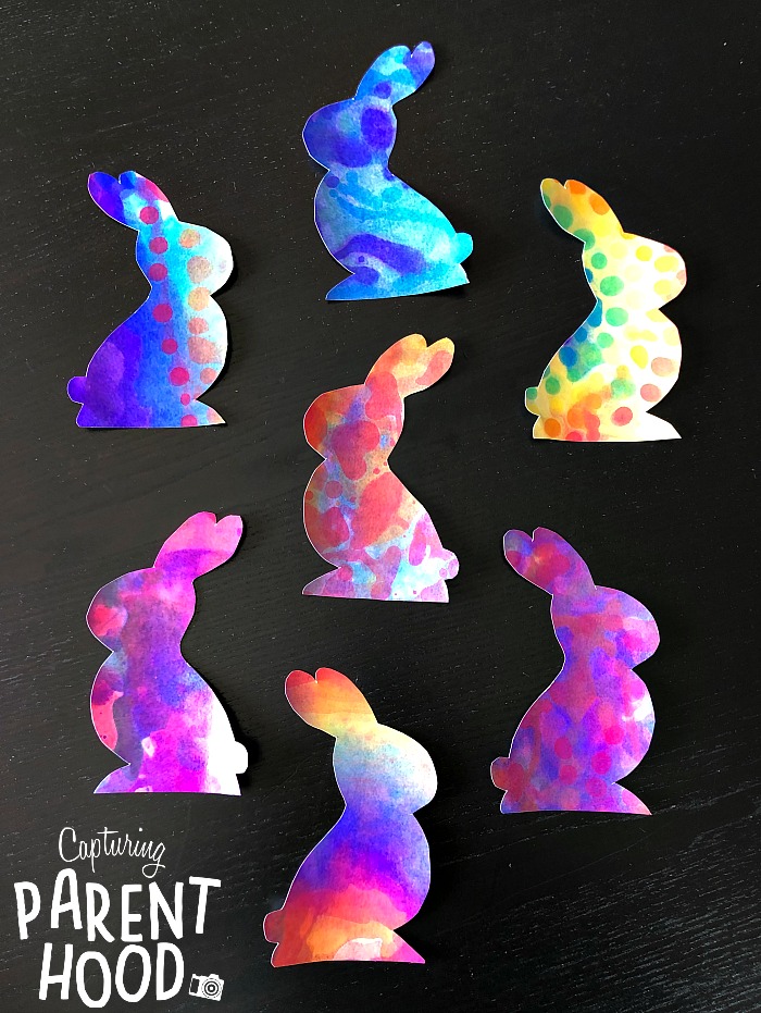 Liquid Watercolor + Rubbing Alcohol Easter Bunnies (Two-Ways) © Capturing Parenthood