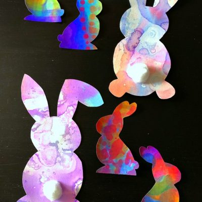 Liquid Watercolor + Rubbing Alcohol Easter Bunnies (Two-Ways)