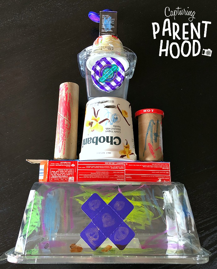 Building with Recycled Materials - Recycled Art Project for Kids © Capturing Parenthood