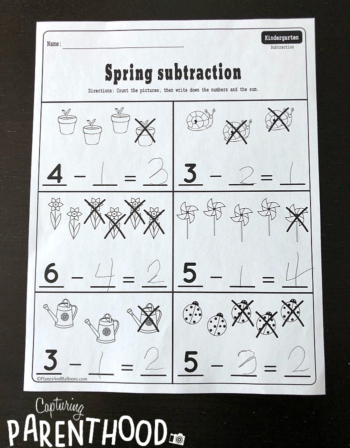Preschool Math - Springtime Subtraction