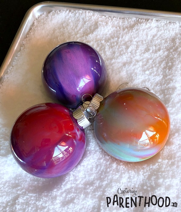 Paint-Marbled Christmas Ornaments