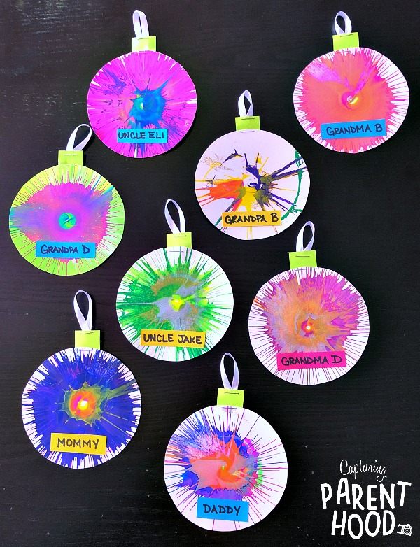 Spin Art Ornament Place Cards